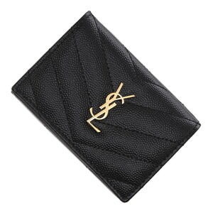 Saint Laurent MONOGRAM Tri fold Wallet Coin Black